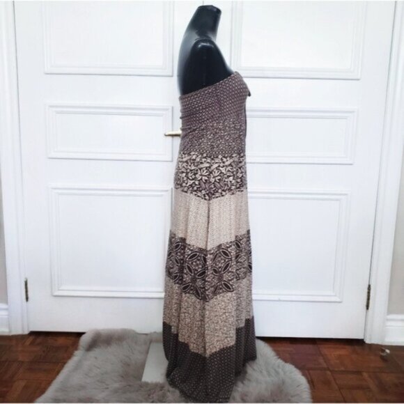 Vintage L.O.G.G Brown/Sandy Paisley Boho Maxi Dress - Picture 10 of 15
